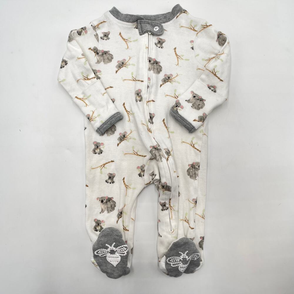 Burt's Bees Baby Kola Bear Organic Gray Newborn Footed Pajamas Sleep Play